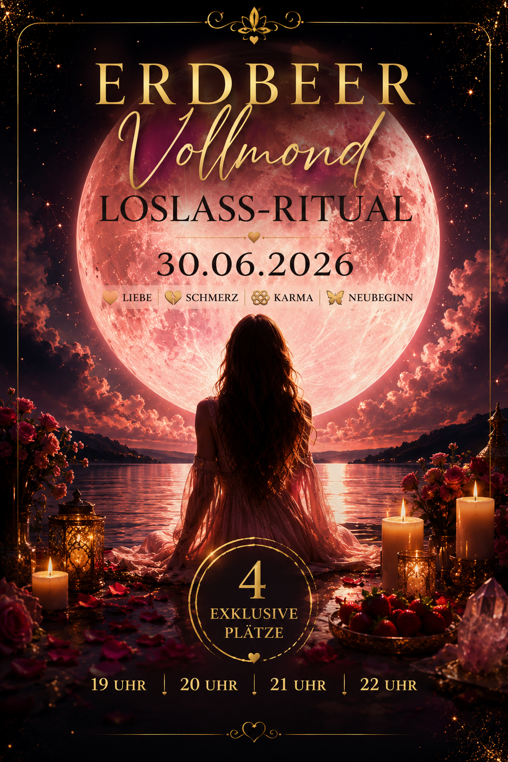 ✨ Erdbeer-Vollmond Ritual: Loslassen in Liebe ✨ Nur am 30.06.2026 – 4 persönliche Plätze